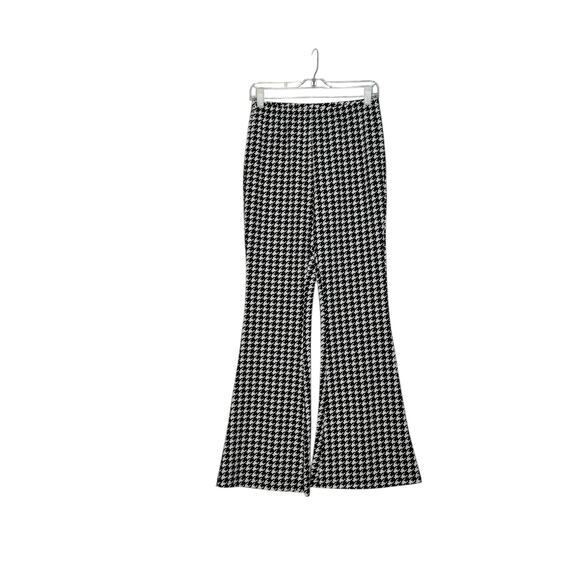 SHEIN black white houndstooth flare pull on pants size Medium - Picture 7 of 9